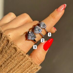 انگشتر جواهری قلب نقره ای