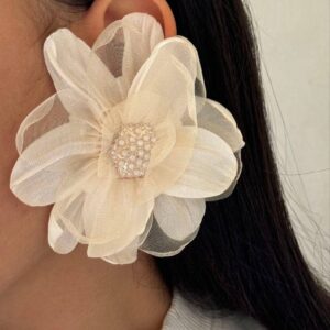 گوشواره گل پارچه ای