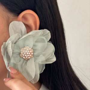 گوشواره گل پارچه ای