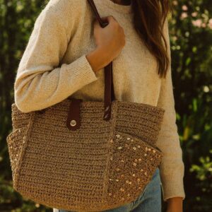 کیف قایقی رافیا پولکی